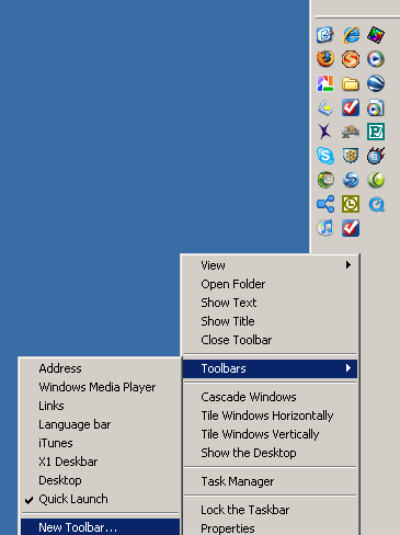 Adding a toolbar to the windows Toolbar